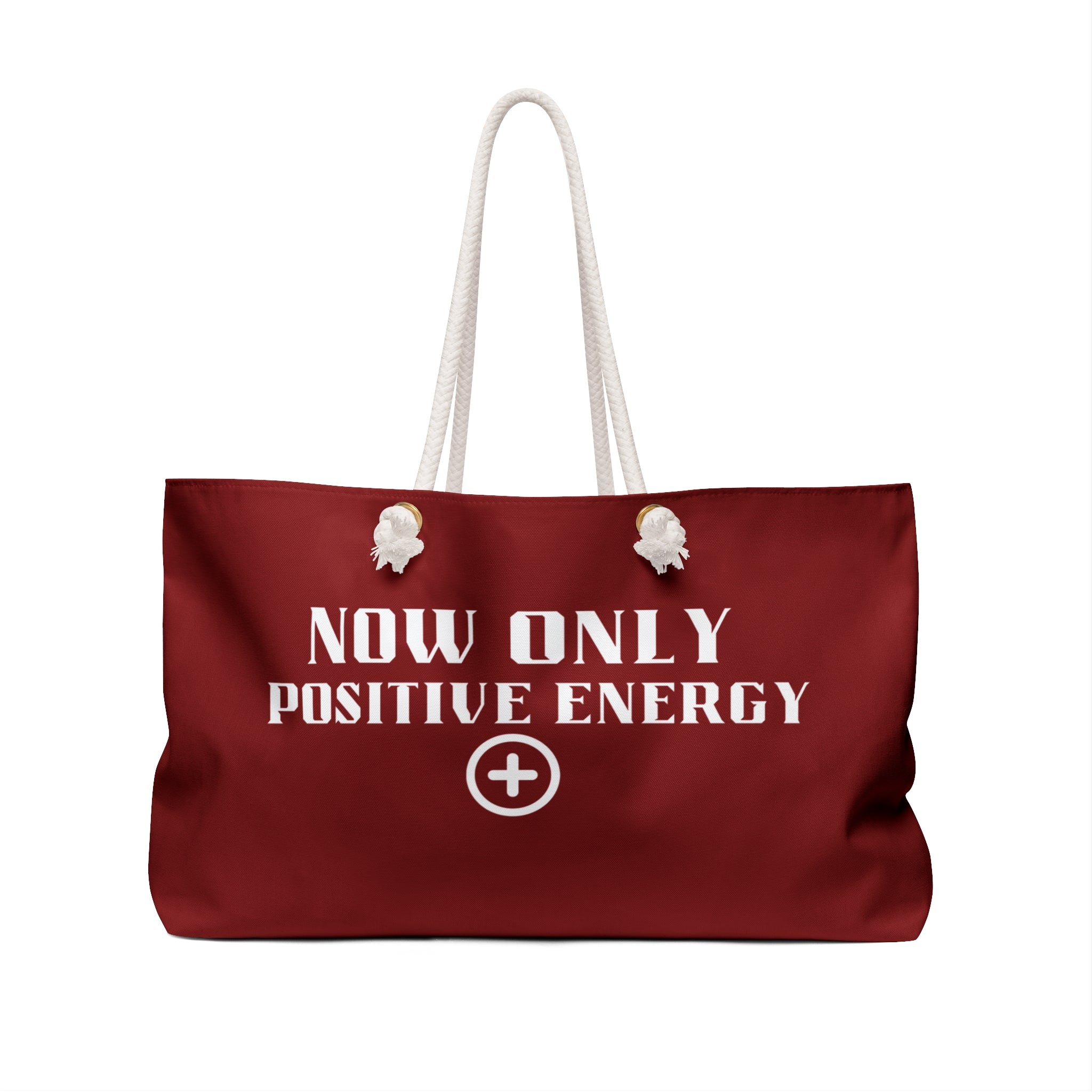Weekender Bag — "Now Only Positive Energy" Red Travel Tote