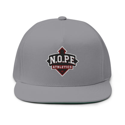 Flat Bill Cap - N.O.P.E Athletics, Athletic Hat for Sports, Motivational Gift, Trendy Apparel, Outdoor Activities, Compete