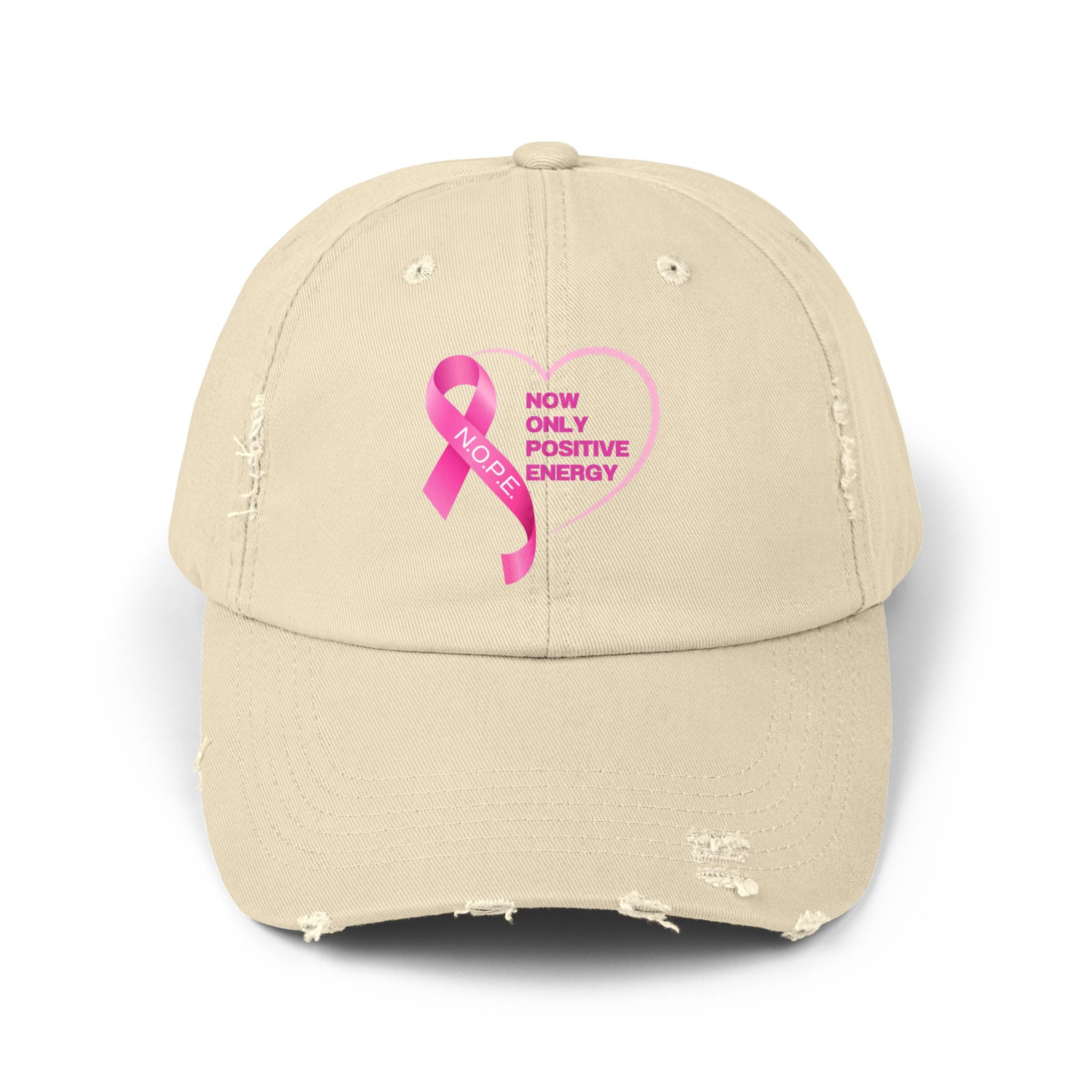 Distressed Cap Positive Energy Breast Cancer Awareness