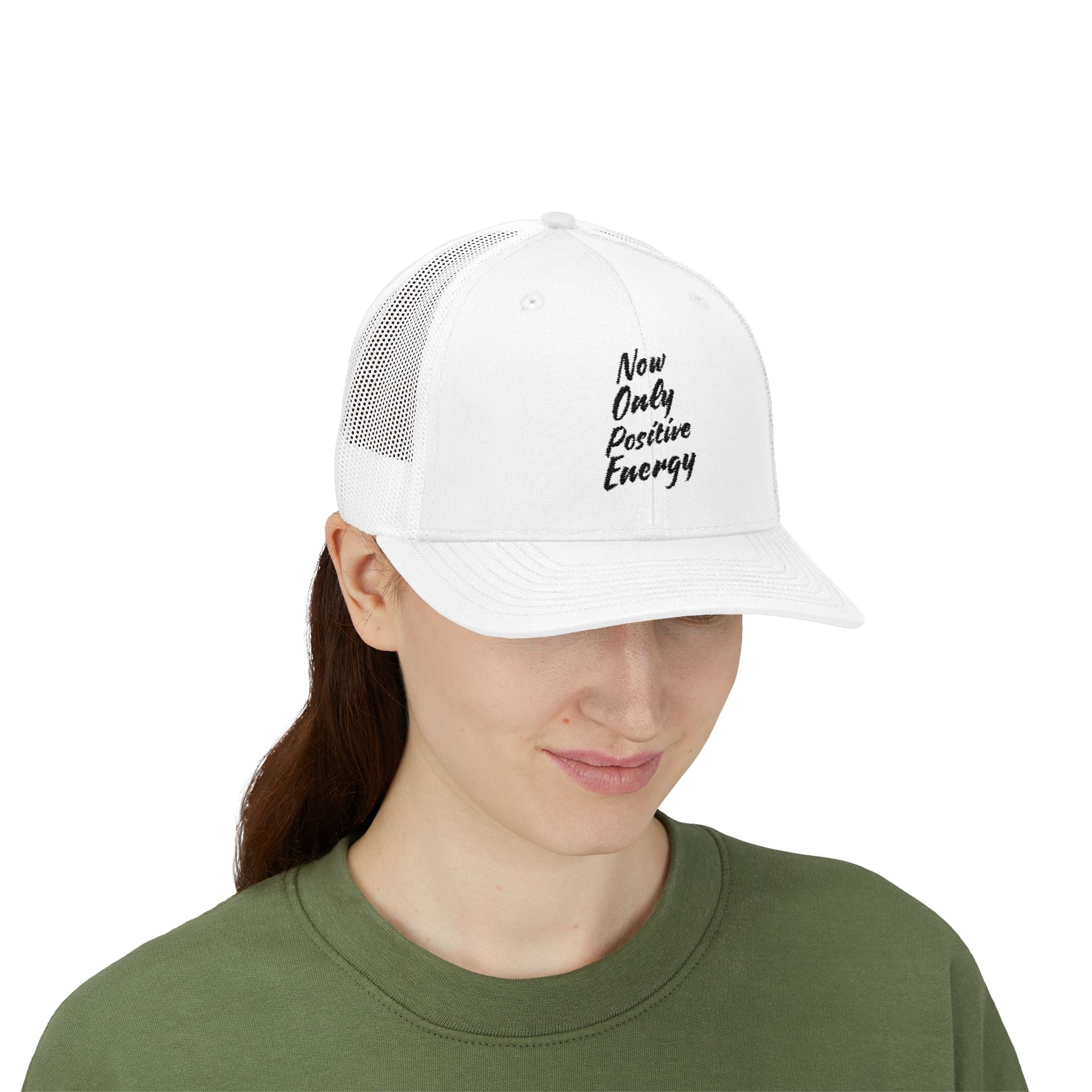 Positive Energy Snapback Hat, Trucker Cap for Good Vibes, Motivational Gift for Friends, Summer Outdoor Accessory, Cool Casual Headwear
