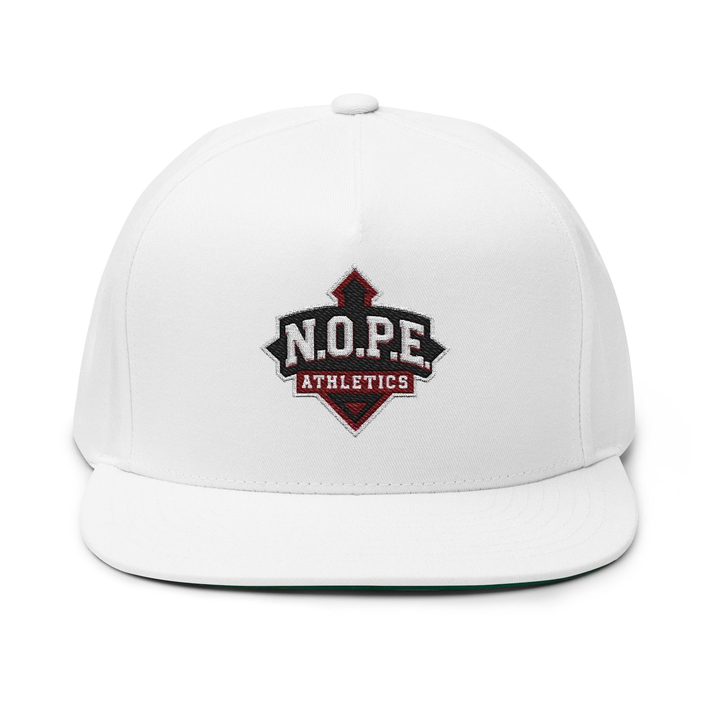 Flat Bill Cap - N.O.P.E Athletics, Athletic Hat for Sports, Motivational Gift, Trendy Apparel, Outdoor Activities, Compete