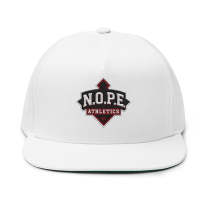 Flat Bill Cap - N.O.P.E Athletics, Athletic Hat for Sports, Motivational Gift, Trendy Apparel, Outdoor Activities, Compete